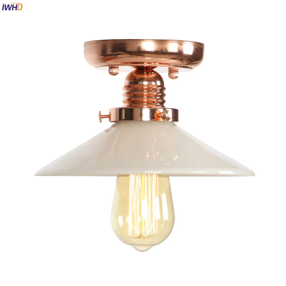 

IWHD Loft Decor White Glass Ceiling Lamp Bedroom Living Room Lights Industrial Vintage Ceiling Light Fixtures Luminaria De Techo