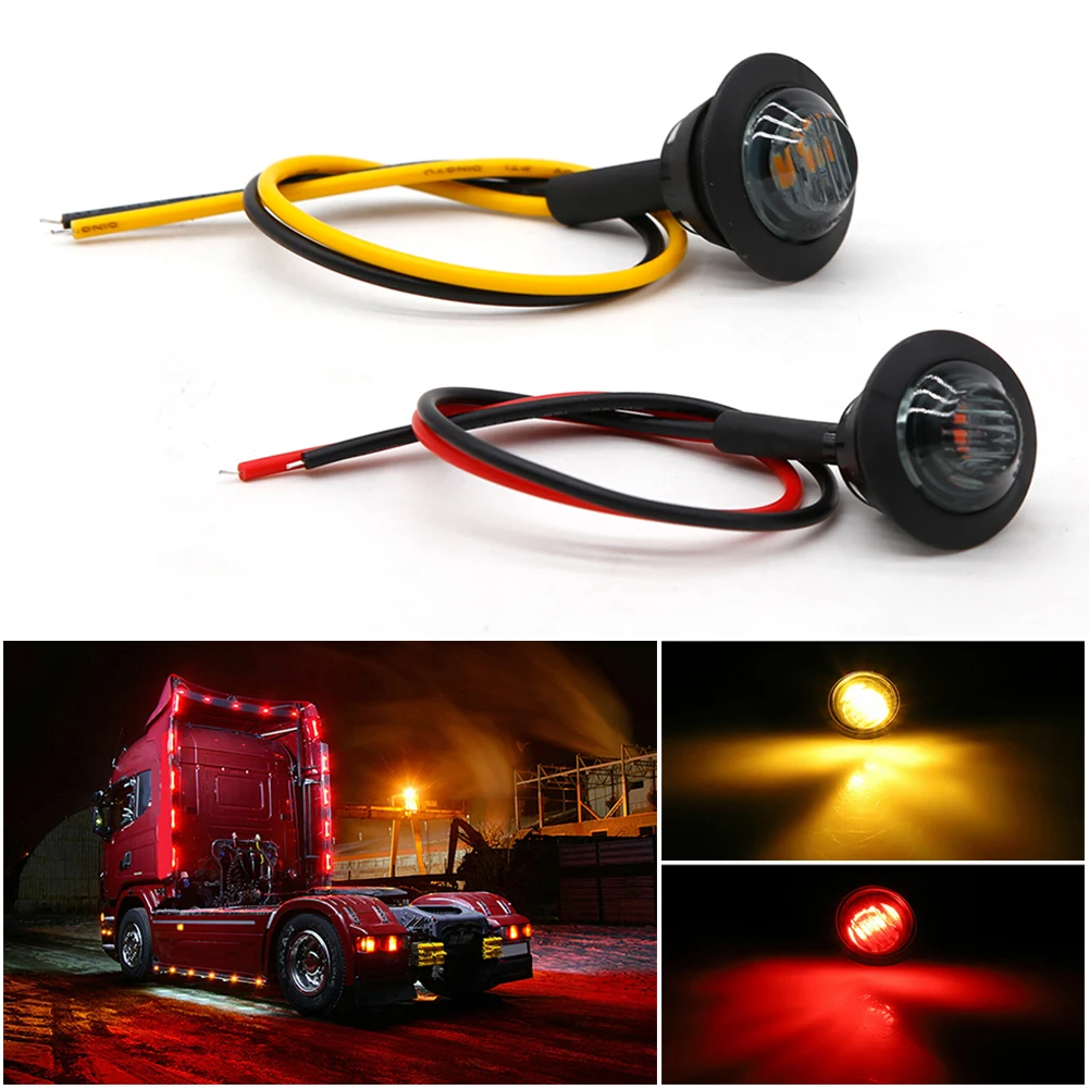 

1pcs 12V 3/4" Round Smoked Amber LED Side Marker Lights Waterproof Car Tail Turn Signal Indicators for Trailer Truck Boat