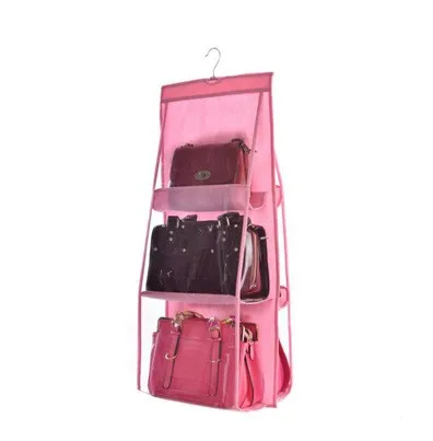 Pink 6 Карманный подвесной мешок Органайзер шкаф прозрачная сумка для хранения для сумки шкаф для обуви Органайзер для двери настенный мешочек для мелочей - Цвет: Pink