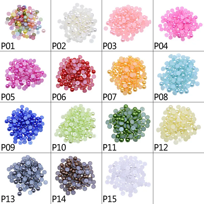 500/1000pcs 6mm Flatback Pearl Beads Half Round No Holes Fake Pearls for DIY Craft Scrapbooking Supplies Clothing Decorations