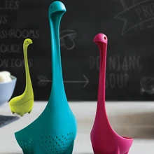 Silicone Tea Infuser Tea Strainer Loch Ness Monster Kitchen Long Handle Strainer Colander Soup Spoon Noodle Tongs Kitchen Tools