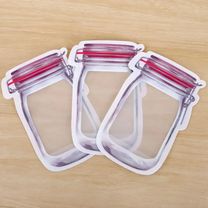 Многоразовые бутылки Мейсон Ziplock мешок J8