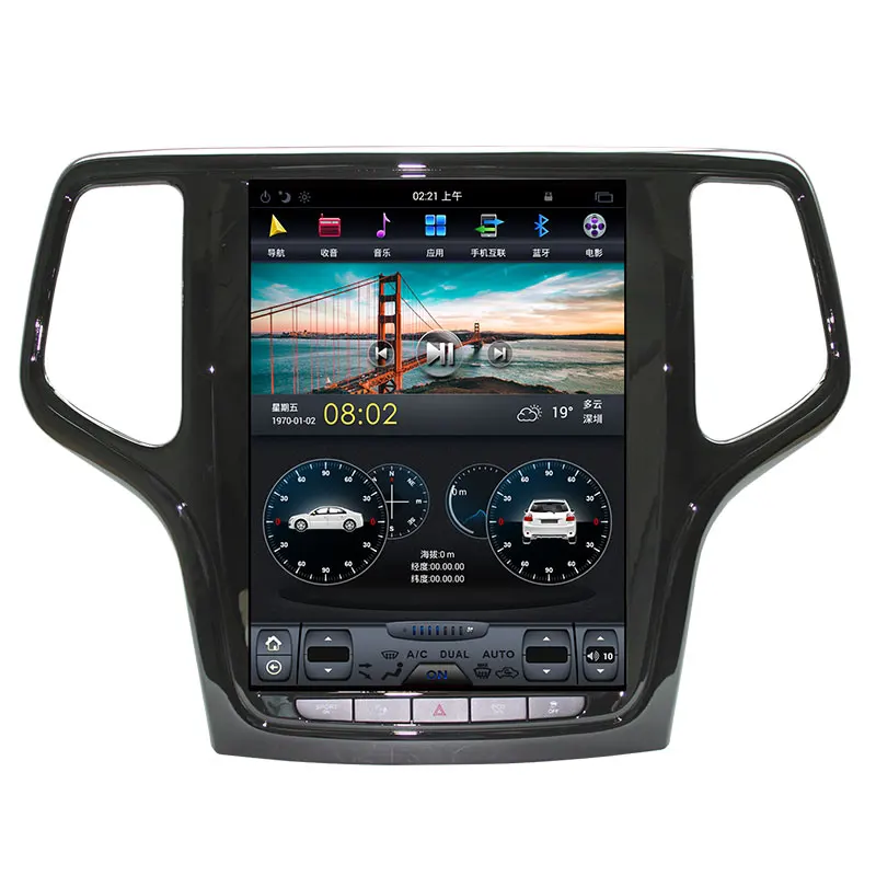 Android 9,0 Tesla стиль 10″4 64GB Автомобильный gps навигатор для JEEP Grand Cherokee- Золотой головное устройство мультимедийный плеер радио