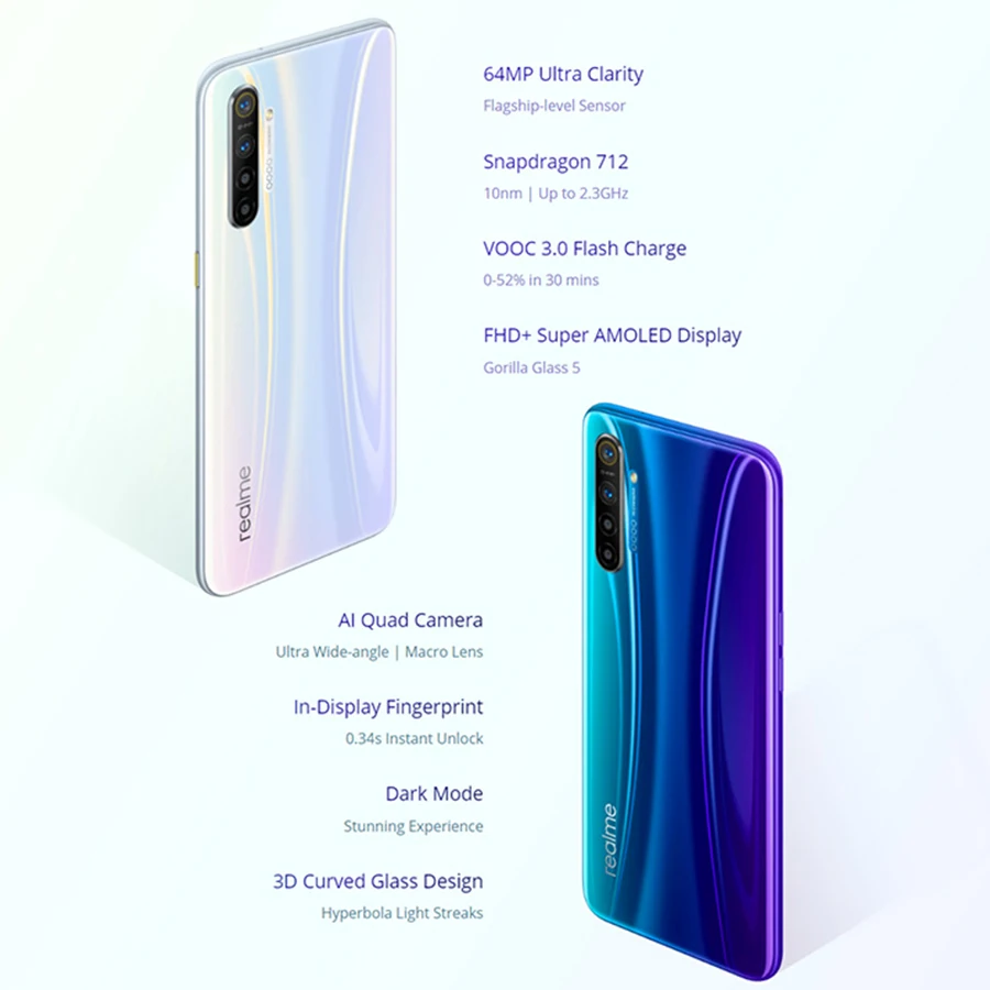 Европейская версия OPPO Realme XT 6/8GB 64/128GB Snapdragon 712 AIE 64MP Quad camera 4000mAh VOOC Быстрая зарядка NFC мобильный телефон