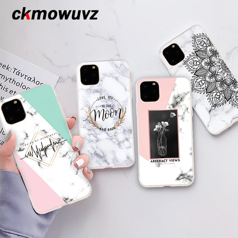 Мраморный цветочный чехол для iphone 5S SE 5 6 S 7 8 Plus X XS XR 11 Pro Max задняя крышка мягкий