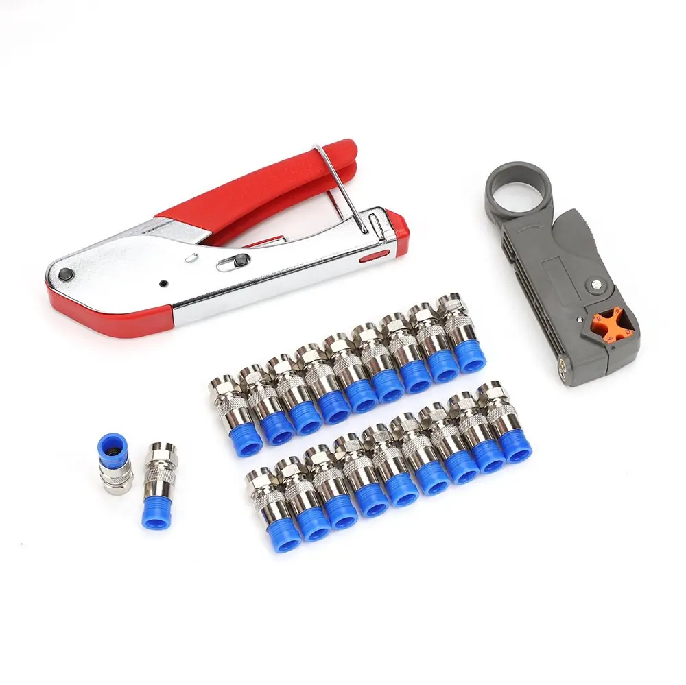 Coax Cable Crimper Coaxial Compression Tool Kit RG59/RG6 Cable TV