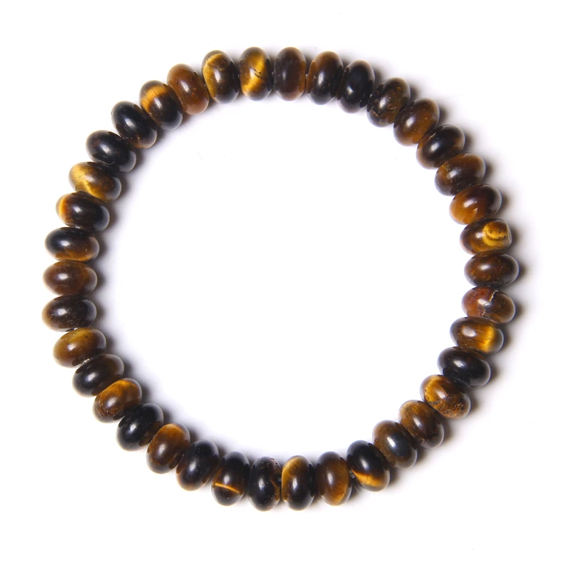 Bracelet en pierre Rondelle œil de tigre poli pour hommes, Bracelets élastiques à la mode multicolores, perles boulier naturelles, bijoux