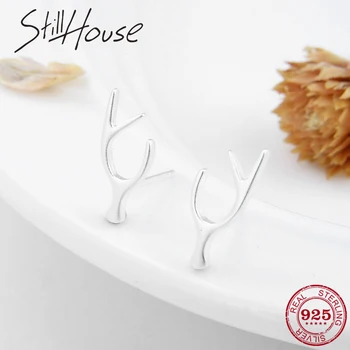 

Christmas Earring moose antlers stud earrings for women Authentic 925 Sterling Silver charms Fashion 2018 luxury Party gift