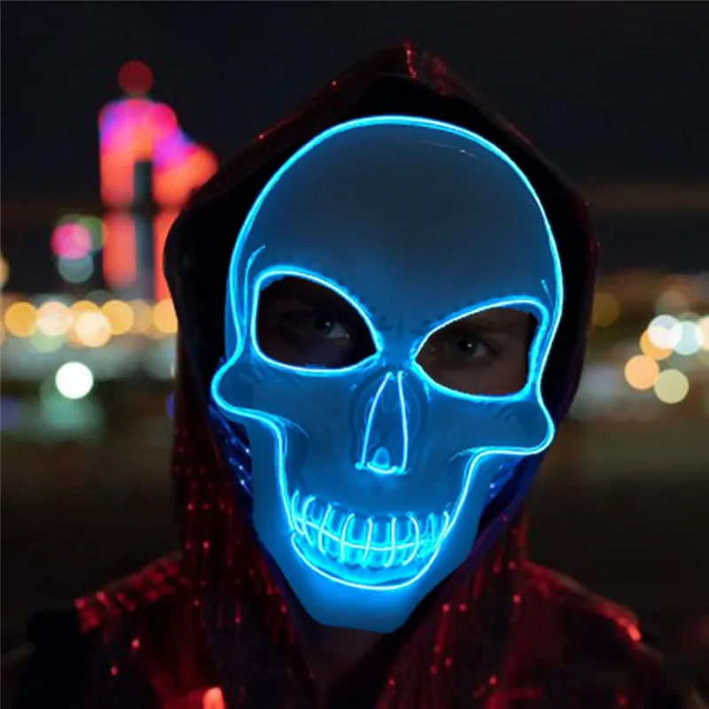 Инструменты для ухода за лицом маски вечеринка Хэллоуин свет до ужаса Скелет светодиодный Косплей тушь для ресниц неоновая маска светящаяся страшная маска свет