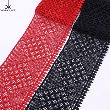 

1 yard 9.2cm wide red and black water-soluble Ivory ribbon, hollow lace decoration, sewing fabric, wedding dress, handicrafts
