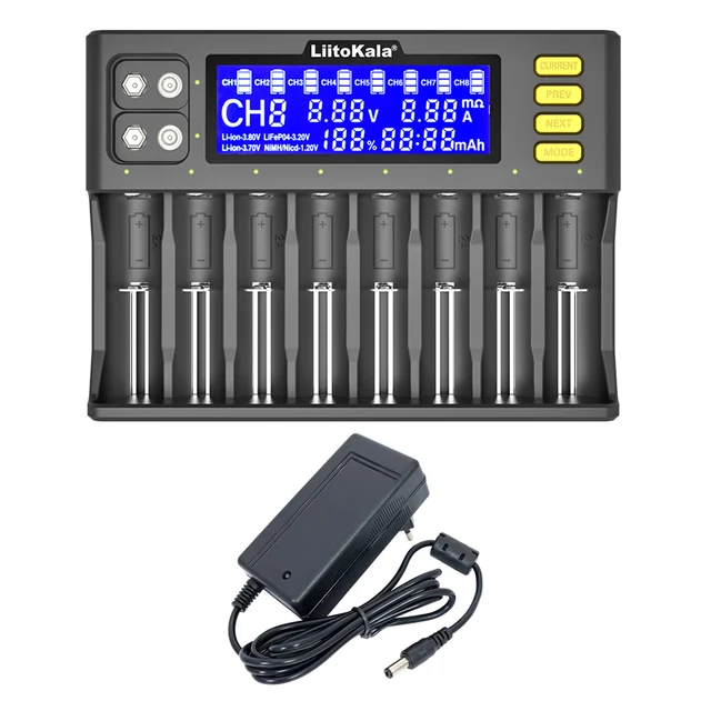LiitoKala Lii-S8 Lii-PD4 Li-ion 3.7V NiMH 1.2V Li-FePO4 3.2V IMR 3.8V for 18650 26650 21700 26700 18350 AA AAA Battery Charger Lii-S8 and Adapter