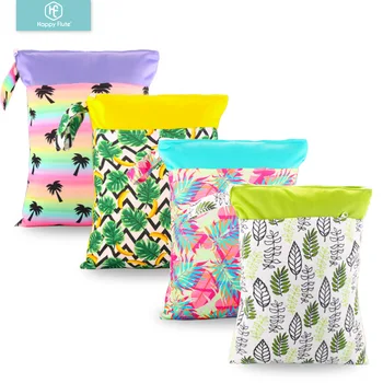 

HappyFlute Baby Diaper Bags Double Zippered Wet/Dry Bag Waterproof Wet Cloth Diaper Backpack Reusable Diaper Cover WetBag