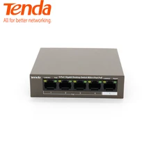 Tenda TEG1105P-4-63W гигабитный коммутатор POE сетевой коммутатор Gigabit ethernet 5*10/100/1000 Мбит/с RJ45 Порты и разъёмы POE 10 Гбит/с коммутации Ёмкость Plug& Play