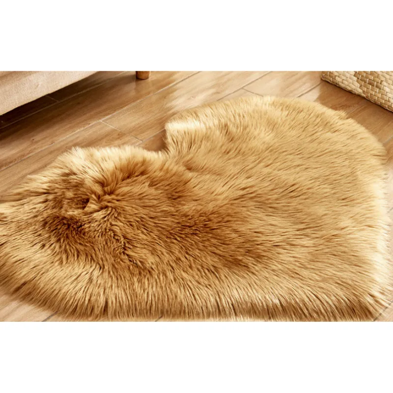 Khaki Love Heart Shaped Shaggy Fluffy Rugs Lover Hotel Room Decor Rug Carpet Bedroom Floor - Цвет: Khaki