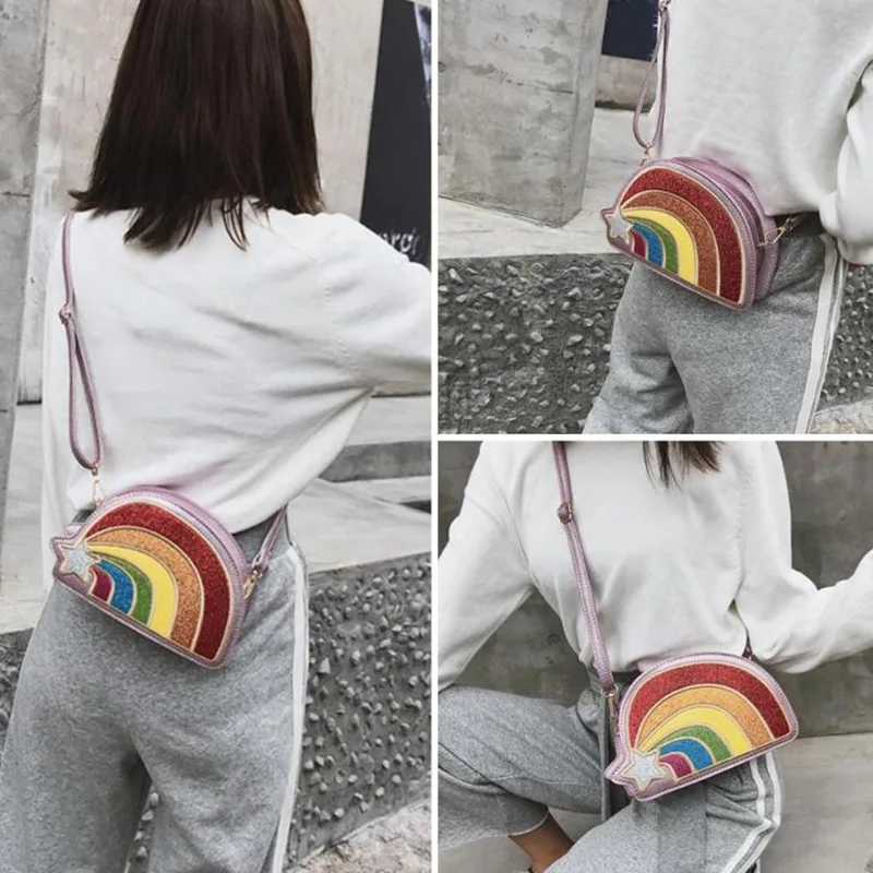 Rainbow Literary Colorful Personality Small Square Bag Wild Shoulder Messenger Bag