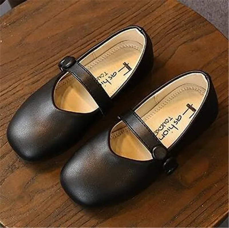 black Weoneit/модельные туфли для девочек; однотонные туфли принцессы; кожаная обувь для студентов; 3 цвета; детская кожаная обувь для детей; CN 26-36 - Цвет: black
