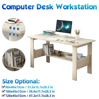 

3 Size Home Computer Desk Office Desk Workstation Pc Laptop Gaming Table Workstation Study Table With Bookshelf US Warehouse