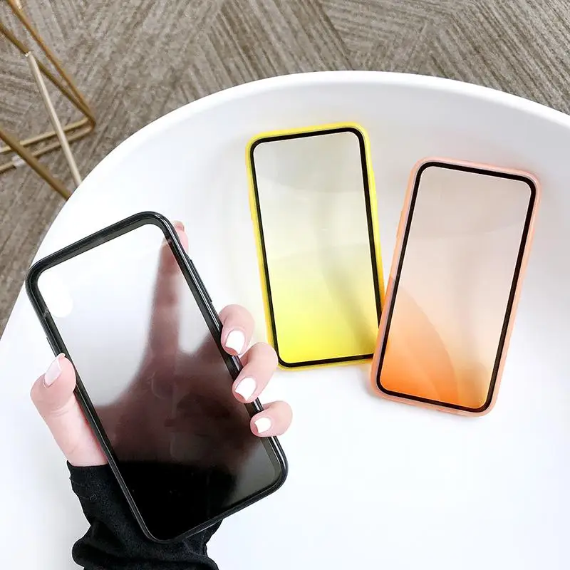 Мягкие градиентные цветные Чехлы для пар iphone 6 6S 7 8 Plus X чехол телефона XR XS Max милый