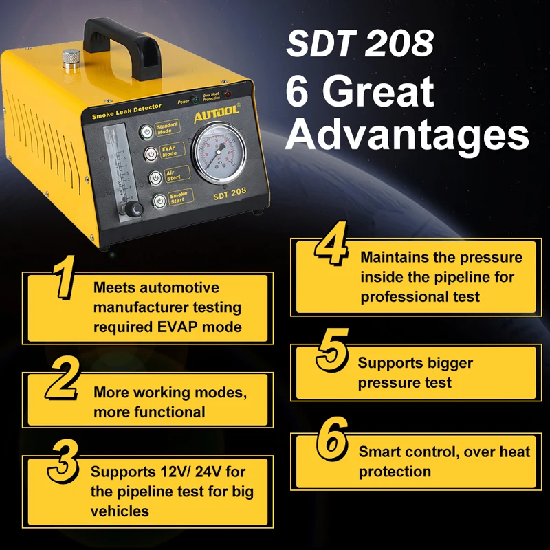 US $430.00 Autool Sdt208 Car Pipeline Smoke Leak Detector Automotive Leakage Detection Evap Air Mode 12 24v Vehicle Exhaust Cooling System