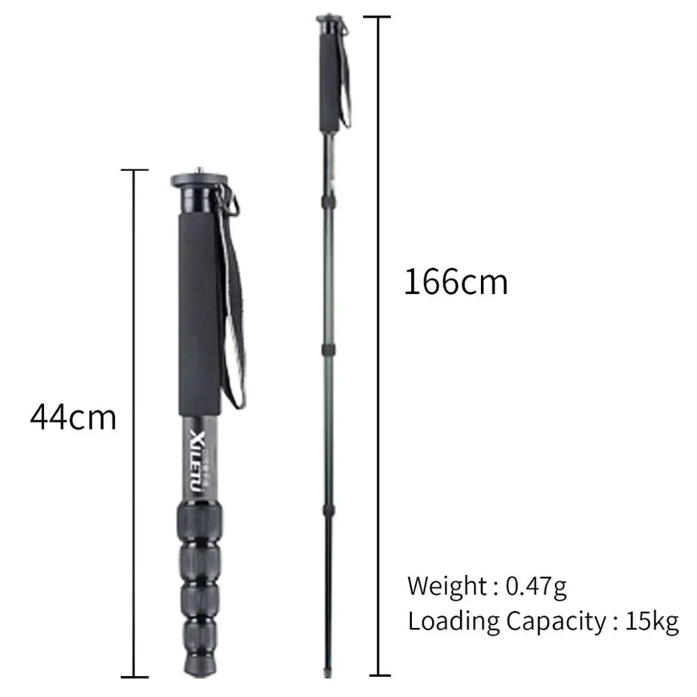 Xiletu ML-325C Carbon Fiber Tripod Monopod  Stable Pole For Canon Nikon Digital Camera With stainless steel Spike