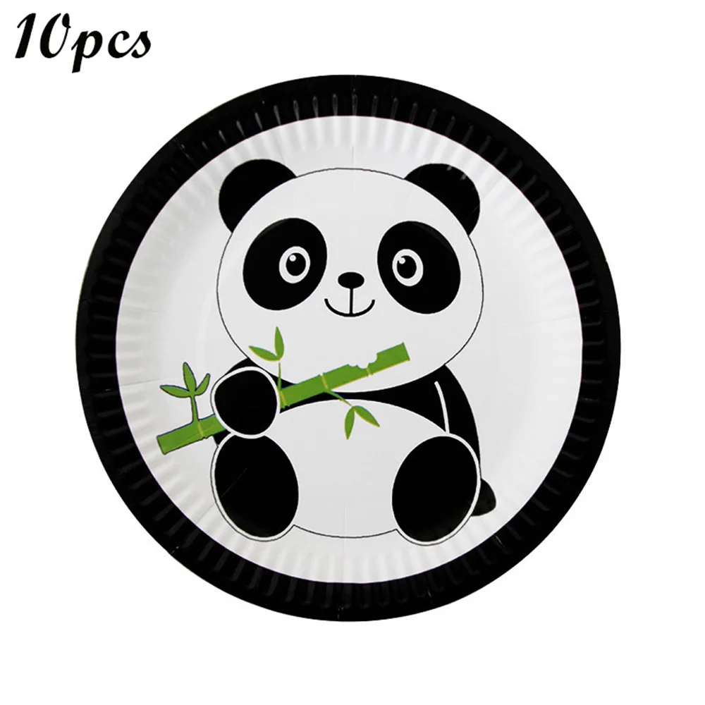 paper plate Мультяшная панда тематическая посуда для дня рождения одноразовая тарелка для салфеток флаги Мультяшные Детские сувениры детский душ вечерние принадлежности инструмент - Цвет: paper plate