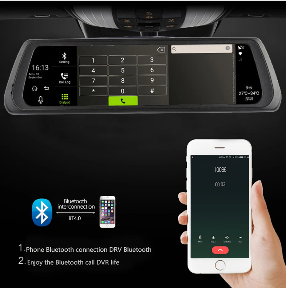 WHEXUNE 4G Автомобильный видеорегистратор Android Touch ADAS Dash Cam Автомобильное зеркало заднего вида 10 дюймов видеорегистратор двойной объектив gps навигатор рекордер WiFi