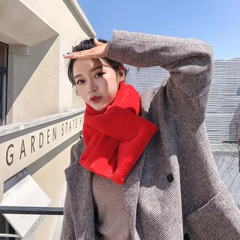 

Fashion Autumn and Winter Scarf Korean Rabbit Hair Hairy Students Wild Bib Temperament Short Paragraph Warm Head Women