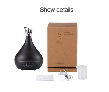 

ejoail 300m dark wood Aroma Essential Oil Diffuser Ultrasonic Air Humidifier purifier with Wood Grain LED Lights for Office