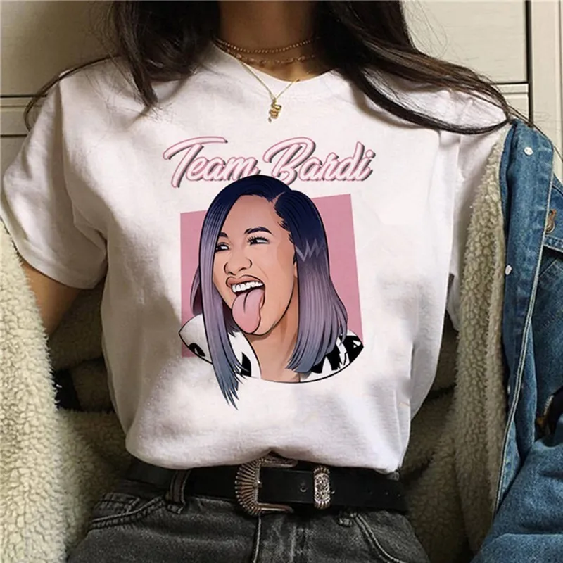 P1805B Cardi B Футболка женская корейский стиль Cardi B Футболка женская белая queen футболка размера плюс Топ женская уличная одежда - Цвет: P1805B