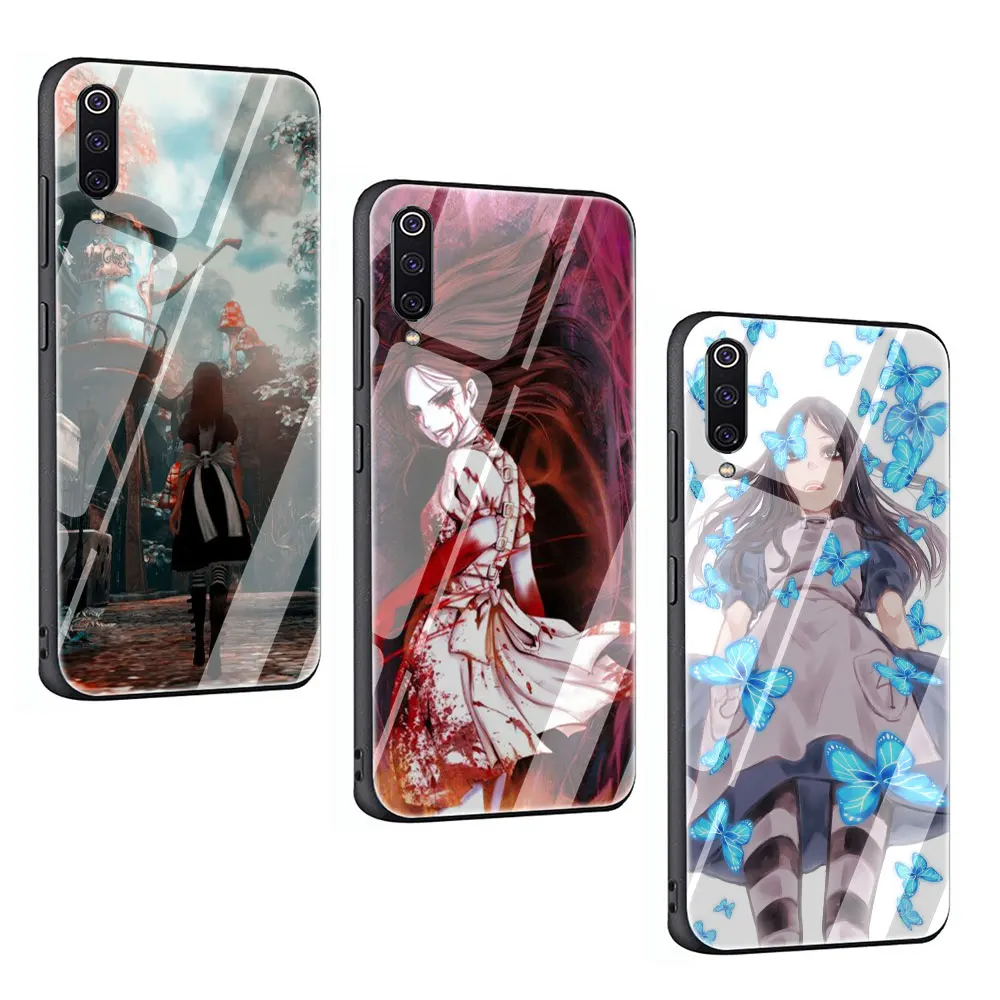 Alice Madness Returns девочек закаленное Стекло чехол для Xiaomi 8 Lite A1 A2 9 Redmi Note 5 6 7 Pro 6A 4X F1