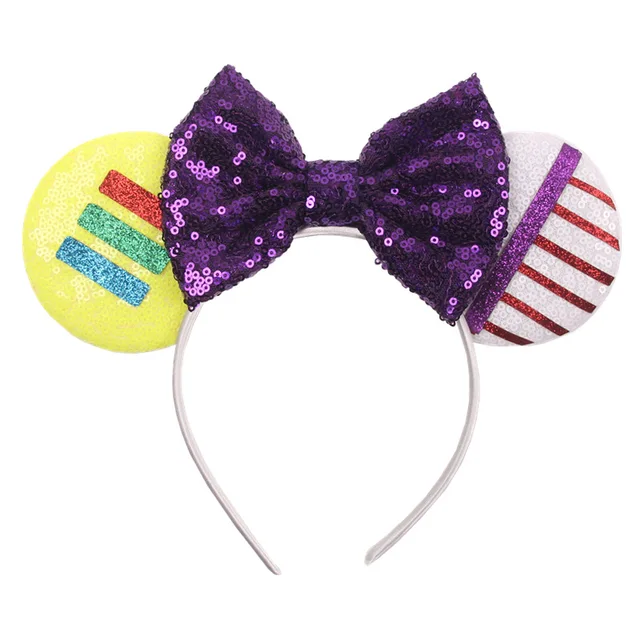 Disney Mickey Stitch Frozen Ears Headband Sequins Hair Bows Charactor For Women Festival Hairband Girls Hair Accessories Party 35