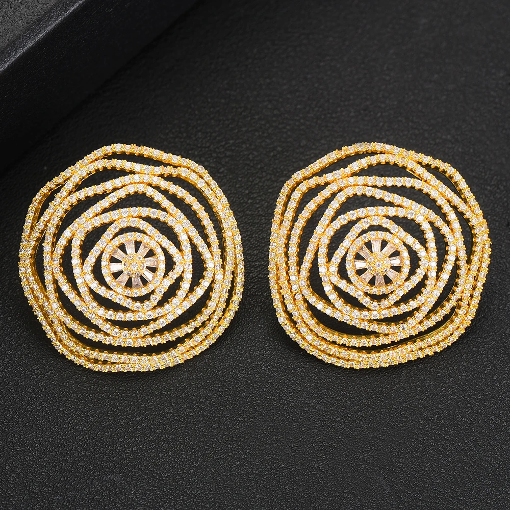 missvikki 2PCS Hot Luxury Dubai Bridal Wedding Round Pendant Earrings Necklace Jewelry Set Super CZ New Design Fashion Jewelry