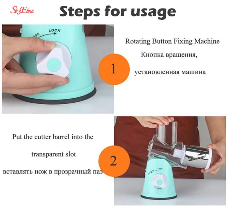 Многофункциональный нож для овощей Slicer Настольный барабан круглая овощерезка Терка с 3 лезвия измельчителя Кухня гаджеты 5z