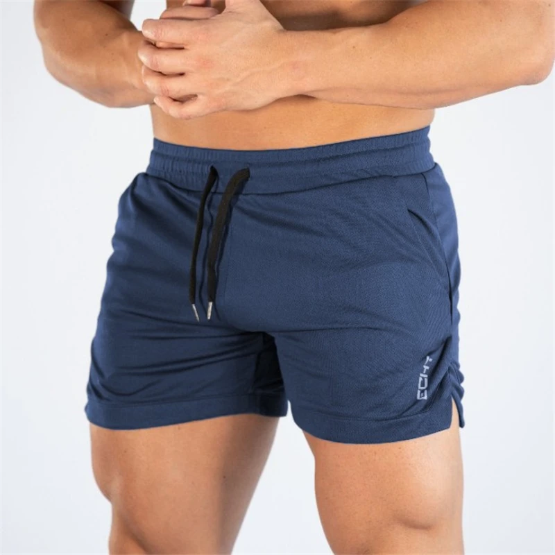 Мужские шорты для фитнеса бодибилдинга, мужские летние спортивные шорты для тренировок, мужские быстросохнущие пляжные шорты с дышащей сеткой, спортивные штаны для бега - Цвет: Navy