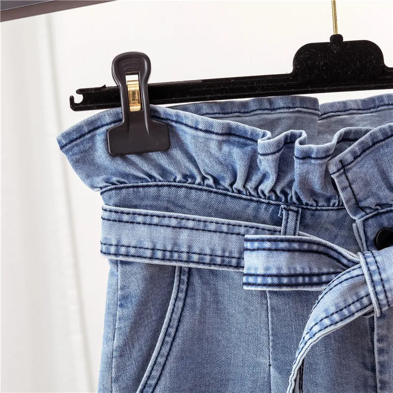 Gowyimmes Autumn Casual Women Jeans High Waist Ankle Length Jeans Big Size Vintage Blue Mom Jeans Denim Pants Trousers P620
