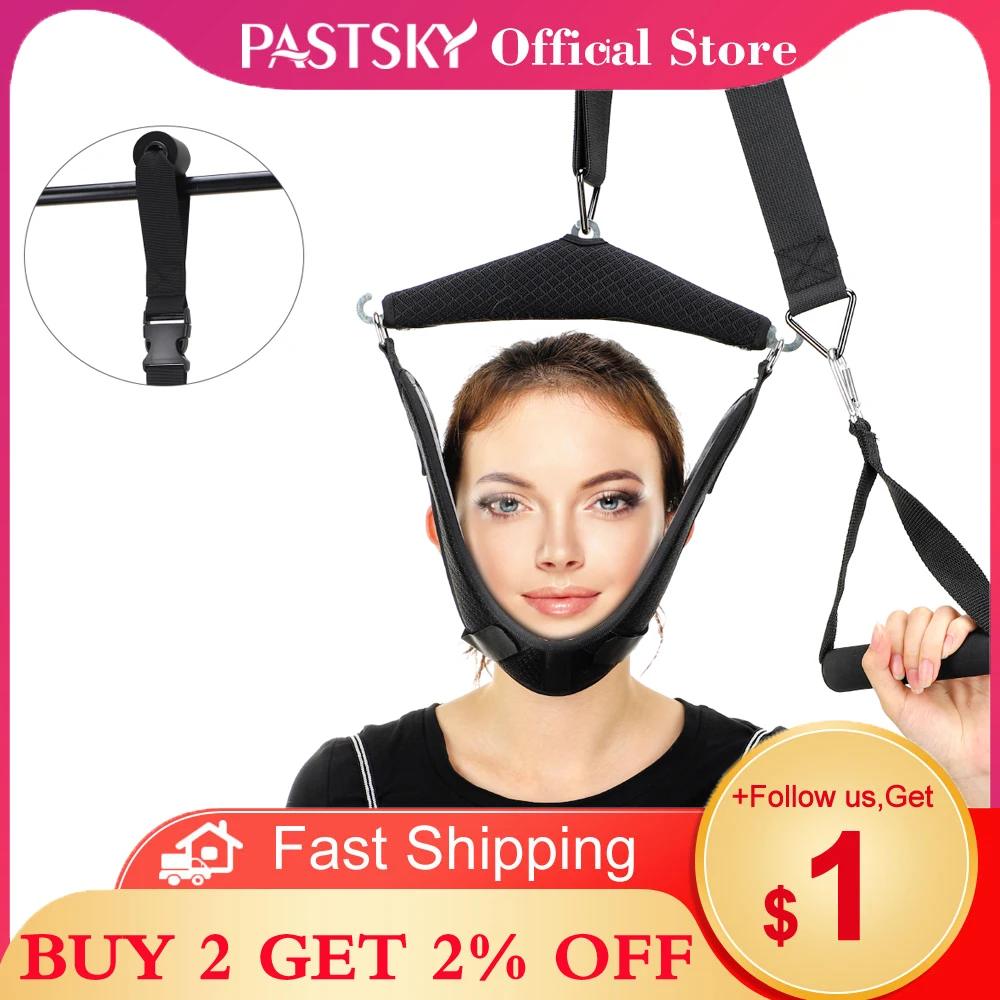 PASTSKY Neck Harness Cervical Collar Adjustable Hanging Stretcher Traction Belt Sling Tractor Medical Devices Head Orthopedic | Красота и