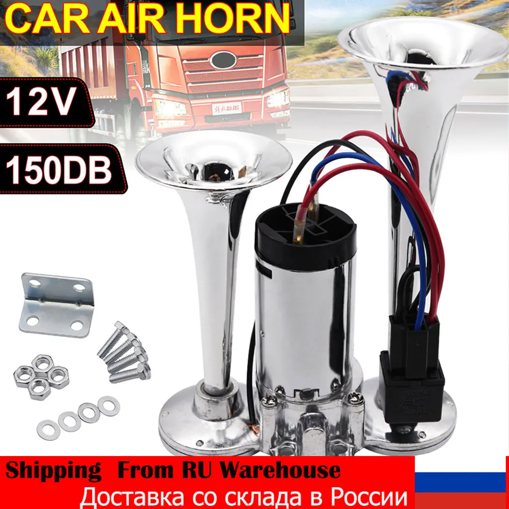 150Db 12V Doppio Trombe Super Rumoroso Elettrovalvola Elettrica Auto Tromba D'Aria Elettrica Altoparlante Per Veicolo Auto Suv Camion Camion Camper Ba
