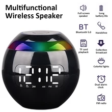 

LED Display Colorful Digital Alarm Clock Night Lights USB Wireless Bluetooth Sound Box TF Card MP3 Music Play Speaker