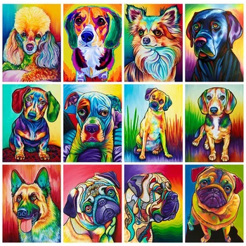 

HUACAN Diamond Painting Sets Dog Handmade Gift Mosaic Animal Diamond Art Embroidery Home Decoration