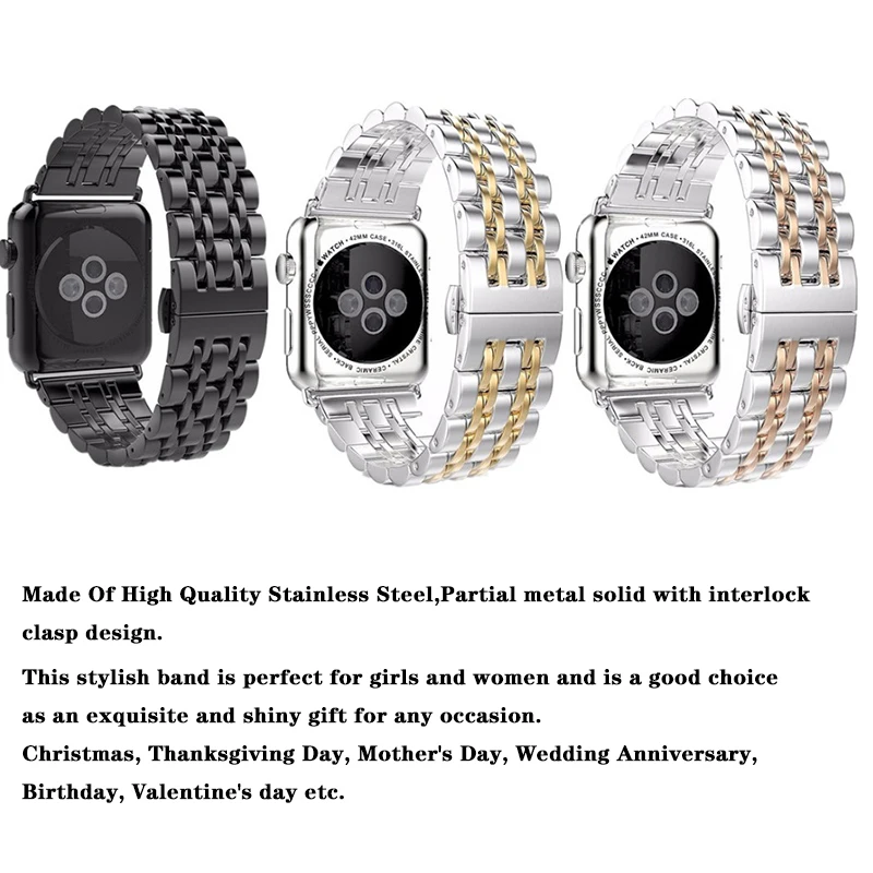 Нержавеющая сталь ремешок для наручных часов Apple Watch 5/4 ремешок 38/42/44/40 мм металлических звеньев Браслет Смарт-браслет на запястье для наручных часов iWatch серии, версия 1, 2, 3, ремешок
