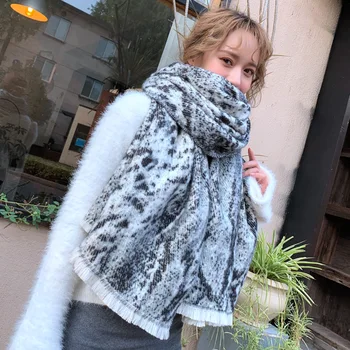 

Winter Thick Cashmere Women Scarf Snake Print Soft Warm Pashmina Shawls Ladies Black Pink Scarves 200cm