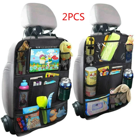 Backseat Organizer With Touch Screen Tablet Holder Multi-Pocket Storage Bag Kick Mats Car Seat Back Protectors For Kids