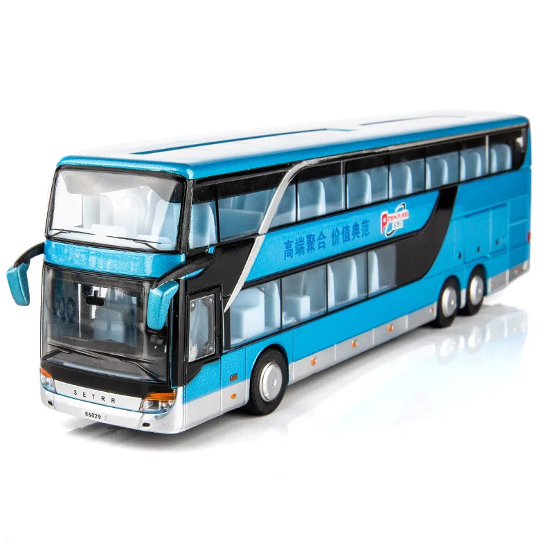 1 32 High Quality High Imitation Double Sightseeing Bus Alloy Pull Back Bus Model Flash Toy Vehicle Free Shipping Diecasts Toy Vehicles Aliexpress