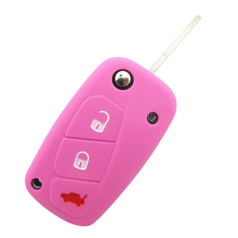 3 кнопки силиконовый чехол для ключей от машины чехол для FIAT Key Bag Защитная крышка аксессуары для салона автомобиля - Название цвета: PK