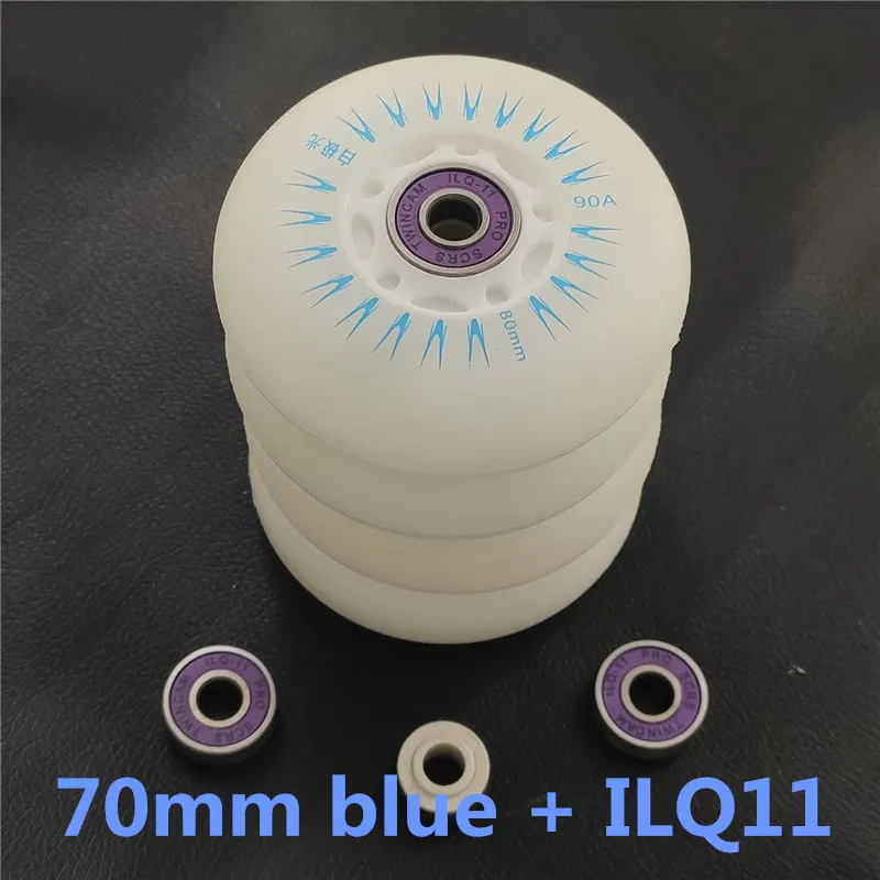 70mm blue ILQ11 4 шт. колеса для катания на коньках светодиодный флэш-колеса для роликовых коньков 72 76 мм 80 мм Slalom FSK шины для SEBA High HV HL FRM FR патины ILQ-11 подшипник - Цвет: 70mm blue ILQ11