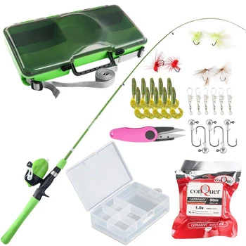 

Kids Fishing Pole Tackle Box Child Fishing Rod and Reel Kit Lures Box Fishing Gifts for Kids Fishing Gear