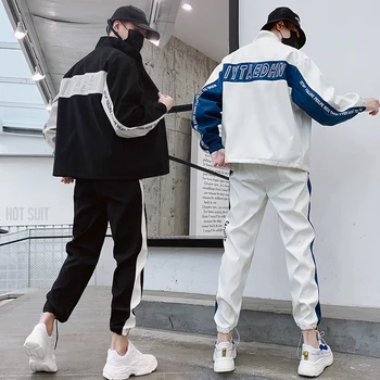 

LEGIBLE 2020 Spring Autumn Men's Sets Hip Hop Tracksuit Mens Clothing 2 Pieces Sets Man Streetwear Jacets and Harem Pants