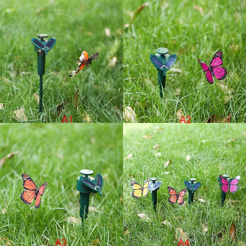 Солнечная энергия бабочка Колибри животное газон свет украшения сад Кол пейзаж лампа для наружного ночного освещения Вечерние