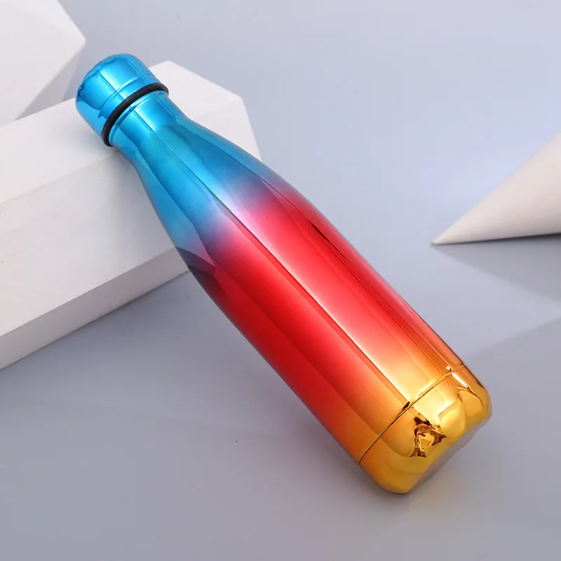 Blue red gold 380 мл двойными стенками термоскан из нержавеющей стали бутылки для воды Cola вода пива термос для спорта Fles/5 - Цвет: Blue red gold