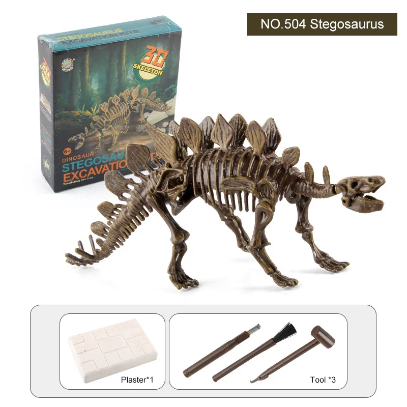 Kids Dinosaur Fossil Digging Jurassic Learn Uncover Assembly 3D Toy Kit Gift 
